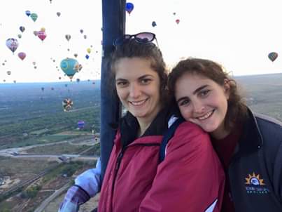 Suz's 2 daughters aloft in a hot air balloon - TravelsWithSuz.com