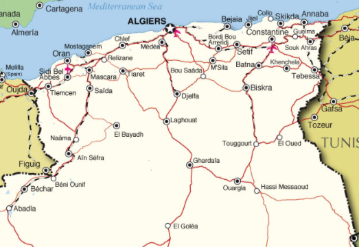 map of Northern Algeria
