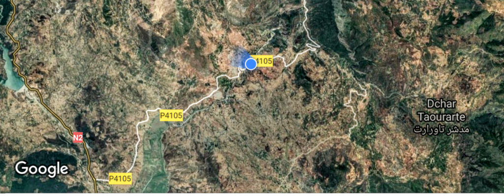 Map of P4105, en route from Chefchaouen to Tetouen