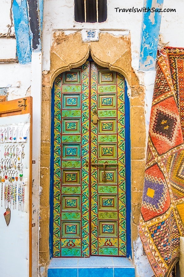 colorful door in the Kasbah of the Udayas, Rabat, Morocco