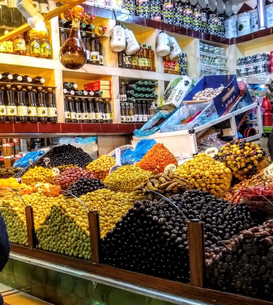 olive shop in Tangier medina-TravelsWithSuz.com