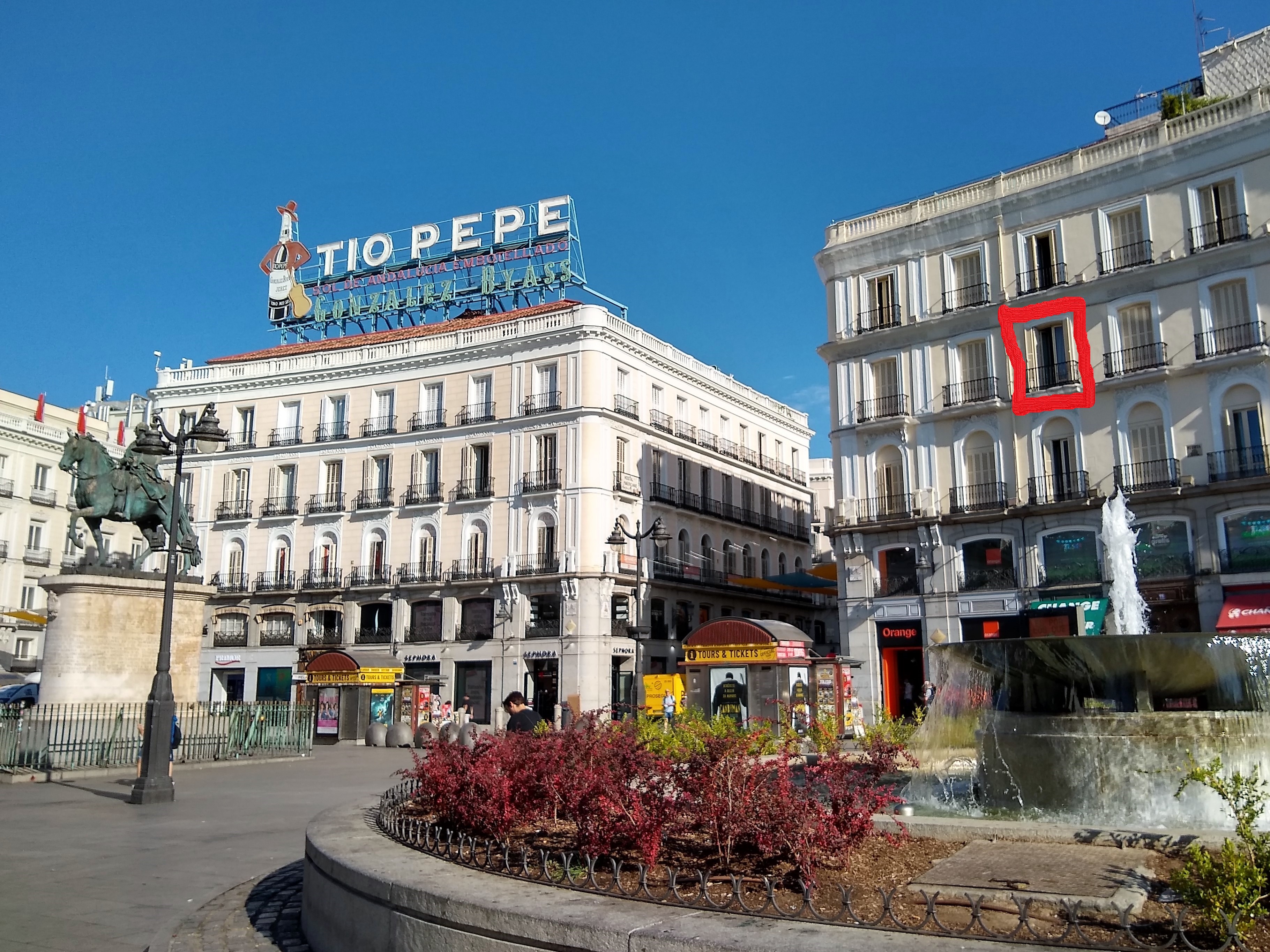 Tio Pepe sign, my room, Madrid - TravelsWithSuz.com